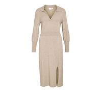 Vila Women's Vicomfy L/S Collar Rib Knit Dress-Noos, Natural Melange, L