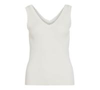 Vila Viesra V-Neck S/L Rib Knit Top, Snow White, M