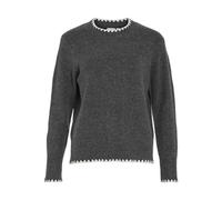 Vila Women's Vihefna Stitch Knit Top/R Jumper, Dark Grey Melange/Detail: White Alyssum, S