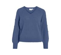 Vila Vituli L/S V-Neck Gliter Knit Top/Pb, Bijou Blue, M