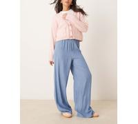 Vila Womens elasticated waist wide leg chambray trousers in light blue denim - Sky Blue - Size EU 36 (Womens)
