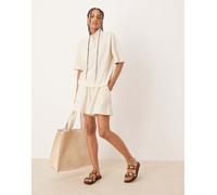 Vila Womens high waist waffle short co-ord in birch cream - Size X-Small