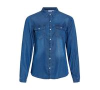 Long-Sleeved Denim Shirt dark blue denim