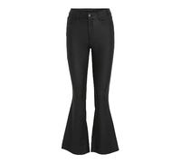 Vila Women's Vicommit Coated Rw Flared Jeans-Noos Faux Leather Trousers, Black, L / 30L
