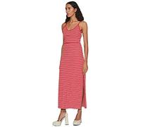 Vila Women's Vidarling S/L Maxi Dress-Noos, Flame Scarlet/Stripes: Optical Snow, XS