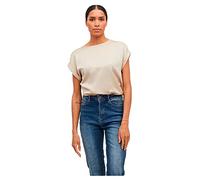 Vila Women's Viellette S/S Satin Top/Su-Noos T-Shirt, Cement, 14