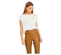 Vila Women's Viellette S/S Satin Top/Su-Noos T-Shirt, Snow White, 12