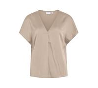 Vila Women's Viellette V-Neck S/S Satin Top-Noos Short-Sleeved Blouse, Cement, 16