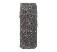 Vila Women's Vifaith Hw Midi Sequin Skirt/Vol, Silver, S