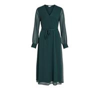 Vila Women's Vifalia V-Neck L/S Midi Dress-Noos, Scarab, 10