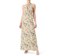 Vila Women's Vigia S/L Halterneck Maxi Dress/Dc, Sun Orange/AOP: Sun Orange Flower, 14