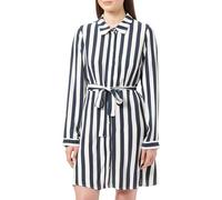 Vila Women's Vilisa L/S Short Shirt Dress/Ka Blouse Dress, Cloud Dancer/Stripes: Navy Blazer, 8