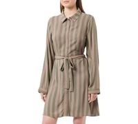 Vila Women's Vilisa L/S Short Shirt Dress/Ka Blouse, Fossil/Stripes: Dusty Olive, 10