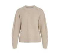 Vila Women's Vilou O-Neck L/S Cable Knit Top-Noos Pullover Sweater, Feather Gray, XXL