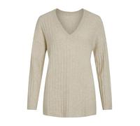 Vila Women's Vimiraz L/S Rev V-Neck Knit Pullover/Bf Sweater, Birch, L