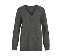 Vila Women's Vimiraz L/S Rev V-Neck Knit Pullover/Bf Top Handle Bag, Medium Grey Melange, M