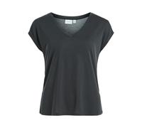 Vila Women's Vimodala V-Neck S/S Top-Noos Plain Colour, Jersey, Quarter Sleeve, Normal, Black, M
