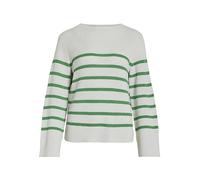 Vila Women's Vimonti L/S Stripe Knit Top/Su/Pb Jumper, Bright Green/Detail:White Alyssum, L