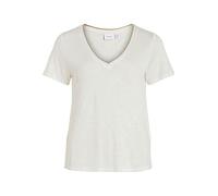 Vila Women's Vinoel Lurex S/S Top-Noos T-Shirt, Cloud Dancer, XS