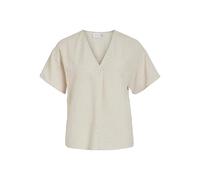 Vila Women's Viprisilla V-Neck S/S top T-Shirt, Super Light Natural melan, 8