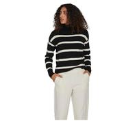 Vila Women's Viril Mockneck L/S Knit Rib Top 2-Noos Jumper, Black, L