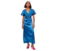 Vila Women's Visittas V-Neck S/S Maxi Dress-Noos, Federal Blue, 6