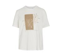 Vila Women's Visybil Leaf O-Neck S/S T-Shirt, Snow White, L