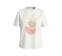 Vila Women's Visybil Leaf O-Neck S/S T-Shirt, Snow White, M
