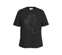 Vila Women's Visybil Stiched S/S O-Neck T-Shirt/Lc, Black Beauty, S