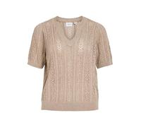 Vila Women's Vitoto New S/S Cable Knit Top, Natural Melange, L