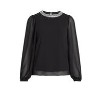 Vila Women's Viwilly L/S O-Neck Top/Ka Long Sleeve Blouse, Black/Detail: Silver Sequins, 8