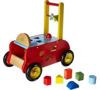 Vilac 3-In-1 Wooden Push Along Trolley, Baby Walker, Shape Sorter, Great for Development, Sustainable and Hard-Wearing Wood, 42 x 27 x 42 cm, 12 Months+