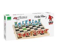 Vilac Chess Wooden Board Game in Foldable Wooden Box with Cotton Storage Bag, Large Set Illustrated By Graphic Designer Keith Haring, Multicolour, 6 Years+, 41 x 41 x 2.5 cm