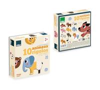 Vilac - Funny Magnets - Ingela P. Arrhenius - Creative Games - 30 Wooden Magnets for 10 Animals + 1 Cardboard Storage Box - Wooden Toy - From 2 Years - 7624
