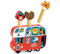 Vilac Pop-Up Bus Wooden Toy, Development Toy for Toddlers, Includes 3 Pop Up Animal Characters and Bus, 18 Months+