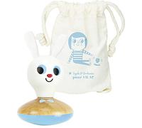 Vilac Rabbit Culbuto, Wooden Wobbler Toy and Rattle, Includes Drawstring Storage Bag, 1 Year+