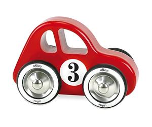 Vilac Retro Swing Wooden Racing Push and Pull Toy Car with Metal and Rubber Wheels, Comes In Lovely Box, Handcrafted In France, 2 Years+, Swing (Red), 14 x 9 x 8 cm