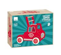 Vilac Ride-On Firetruck - Classic Wooden Toddler Vehicle with Steering Wheel, Durable Design for Indoor & Outdoor Play, Ages 18 Months+