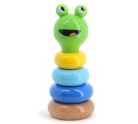 Vilac - Stackable Babeth the Frog Collection Boizoos - Base, 3 Lacquered Rings & Expressive Head - Fine Motor Skills & Visual Awakening - Montessori Inspiration - Gift Idea from 1 year - 8085S