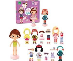Vilac Vilac2800 Chloe's Dressing Little Wooden Magnetic Doll To Dress Up (42-Piece)
