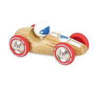 Vilac Vintage Large Wooden Racing Push and Pull Toy Car, Comes In Lovely Box, Handcrafted In France, 17 x 8.5 x 7.5 cm, 2 Years+, Natural Wood and Red