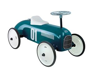 Vilac Vintage Ride-On Car, Durable Metal Body, Large Stable QuietRubber Wheels, Develops Psychomotor, Balance, Coordination, For 1.5 to 3 Years Kids under 20 kgs, 76 x 40 x 38 cm, Petrol Blue