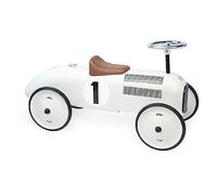 Vilac Vintage Toddler Metal Ride on Car, off white, 1102 | Sturdy and stable ride toy | stylish retro design | promotes balance and coordination | birth gift idea