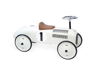 Vilac Vintage Toddler Metal Ride on Car, off white, 1102 | Sturdy and stable ride toy | stylish retro design | promotes balance and coordination | birth gift idea