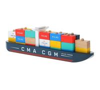Vilac Wooden Jules Verne Container Ship, Traditional Stacking Container Ship, Imaginative Play, 40 x 10 x 6.5 cm, for 3 Years+
