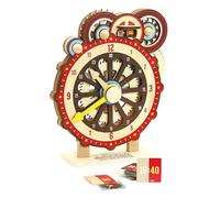 Vilac Wooden Learning Clock, Montessori Educational Time Teaching Toy, Free Standing or Wall Hanging, Includes Cards for Hours Setting, 6 Years+
