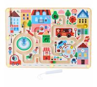 Vilac Wooden Magnetic Maze Puzzle, Marbles Protected Under Plexiglass, Has 1 Stylus, Matching and Logic Montessori Game, Fine Motor Skills, 2 Yrs+, 30 x 3 x 22 cm, My Little Town By Ingela P.Arrhenius