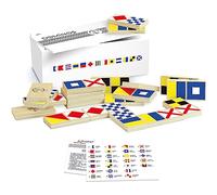Vilac Wooden Sailor/ Sea Dominoes, Colors/ Shapes/ Pavilions Recognition, Has 1 x Nautical Flags Booklet, French Navy/ Marine Nationale, 28 Pieces, 20 x 10 x 7 cm, 2 Years+