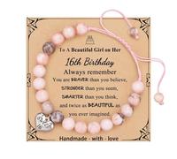 VilaGi 16 Year Old Birthday Gifts for Girls,16th Birthday Gifts for 16 Year Old Girls,Natural Stone Heart Sweet Birthday Bracelets for G/irls,Presents for Daughter Sister Granddaughter Niece,&Cards