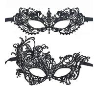 VilaGi 2pcs Black Lace Masquerade Mask for Women, Fancy Masquerade Masks,Sexy Masquerade Ball Masks,Venetian Masks Carnival Half Face Masks Lace Eye Mask for Halloween Party Fancy Dress